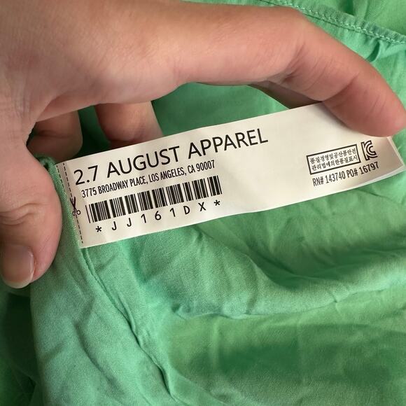 English Factory Green Tiered Midi Dress 2X Modern Chic Flutter Sleeve Summer - Picture 9 of 9